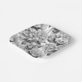 Elegant wit grijs zwart bloemenmotief waterverf papieren bordje (Gebogen)