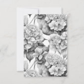 Elegant wit grijs zwart bloemenmotief waterverf RSVP kaartje (Achterkant)