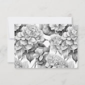 Elegant wit grijs zwart bloemenmotief waterverf save the date (Achterkant)