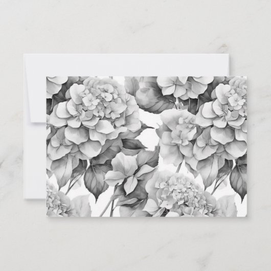 Elegant wit grijs zwart bloemenmotief waterverf save the date (Achterkant)