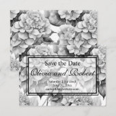 Elegant wit grijs zwart bloemenmotief waterverf save the date (Voorkant / Achterkant)