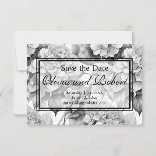 Elegant wit grijs zwart bloemenmotief waterverf save the date