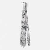 Elegant wit grijs zwart bloemenmotief waterverf stropdas (Voorkant)