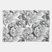 Elegant wit grijs zwart bloemenmotief waterverf theedoek (Horizontaal)