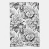 Elegant wit grijs zwart bloemenmotief waterverf theedoek (Verticaal)