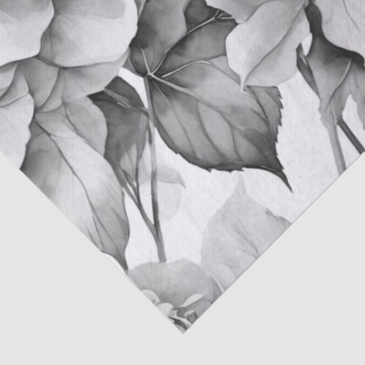 Elegant wit grijs zwart bloemenmotief waterverf tissuepapier (Detail)