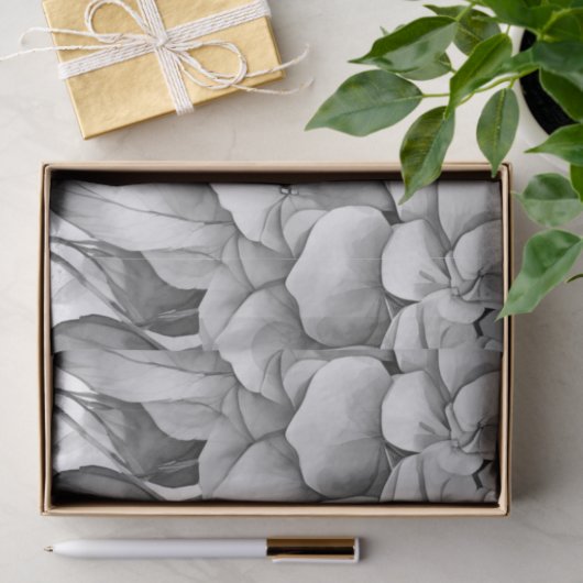 Elegant wit grijs zwart bloemenmotief waterverf tissuepapier (Geschenk)