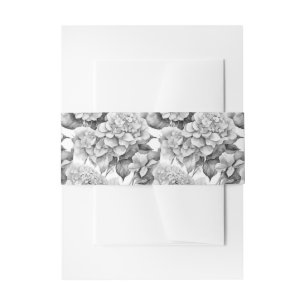 Elegant wit grijs zwart bloemenmotief waterverf uitnodigingen wikkel