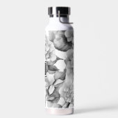 Elegant wit grijs zwart bloemenmotief waterverf waterfles (Links)