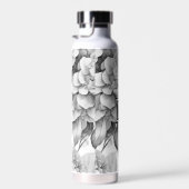 Elegant wit grijs zwart bloemenmotief waterverf waterfles (Rechts)