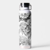 Elegant wit grijs zwart bloemenmotief waterverf waterfles (Achterkant)