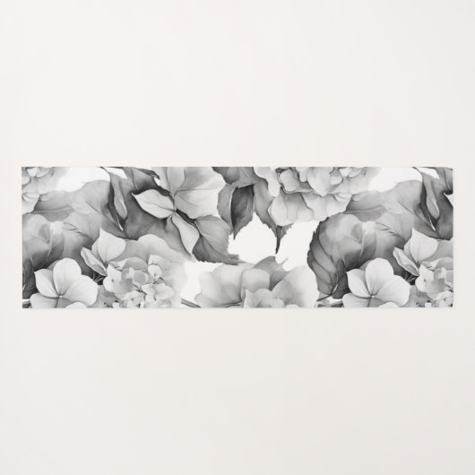 Elegant wit grijs zwart bloemenmotief waterverf yogamat (Achterkant (horizontaal))