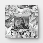 Elegant wit grijs zwart bloemenplaque waterverf fotoplaat (Voorkant)