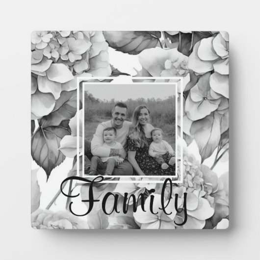 Elegant wit grijs zwart bloemenplaque waterverf fotoplaat (Voorkant)