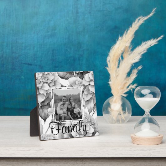 Elegant wit grijs zwart bloemenplaque waterverf fotoplaat (Insitu)