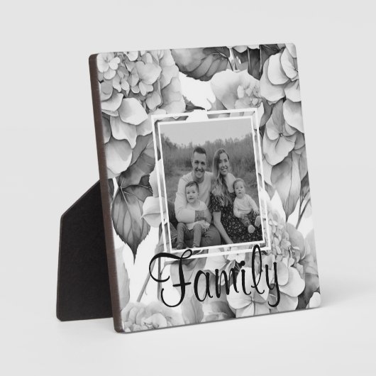 Elegant wit grijs zwart bloemenplaque waterverf fotoplaat (Voorkant)