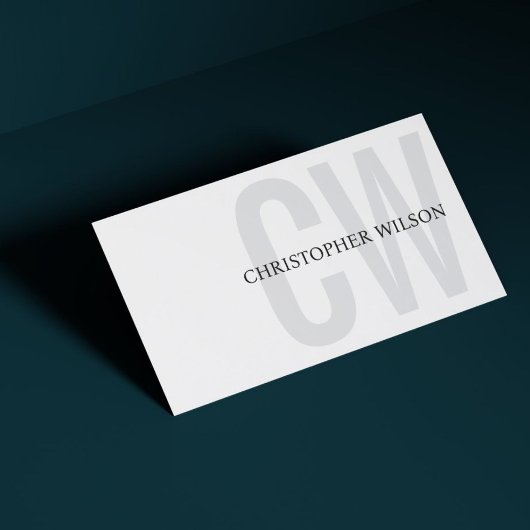 Elegant Wit Grijs Zwart Vet Monogram Consultant Visitekaartje