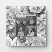 Elegant wit grijs zwart waterverf floraal fotoplaat (Voorkant)