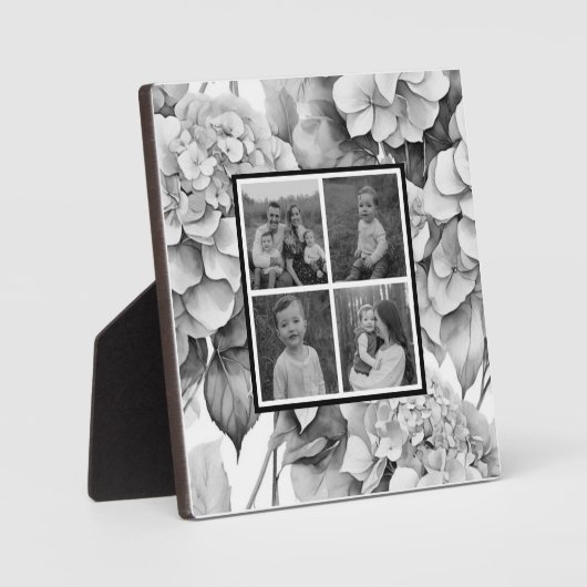 Elegant wit grijs zwart waterverf floraal fotoplaat (Voorkant)