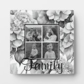 Elegant wit grijs zwart waterverf floraal fotoplaat (Voorkant)