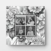 Elegant wit grijs zwart waterverf floraal fotoplaat (Voorkant)