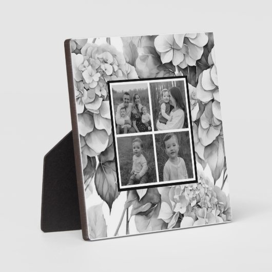 Elegant wit grijs zwart waterverf floraal fotoplaat (Voorkant)