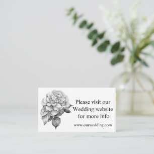 Elegant wit grijs zwart waterverf floraal informatiekaartje