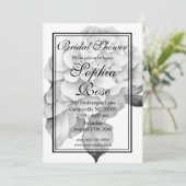 Elegant wit grijs zwart waterverf floraal kaart (Staand voorkant)