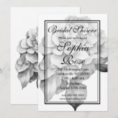 Elegant wit grijs zwart waterverf floraal kaart (Voorkant / Achterkant)