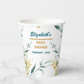 Elegant wit & groen Baby shower Papier Cups Templ Papieren Bekers (Voorkant)