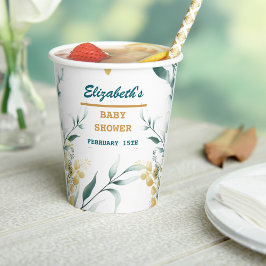 Elegant wit & groen Baby shower Papier Cups Templ Papieren Bekers