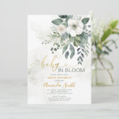 Elegant wit groen bloeit Baby in bloei Kaart (Staand voorkant)