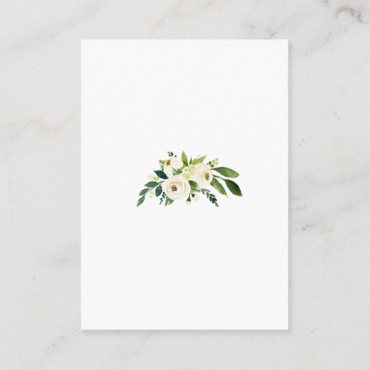 Elegant Wit Groen Bloemen Goud Lijst Details Informatiekaartje (Achterkant)