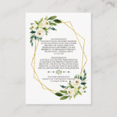 Elegant Wit Groen Bloemen Goud Lijst Details Informatiekaartje (Voorkant)