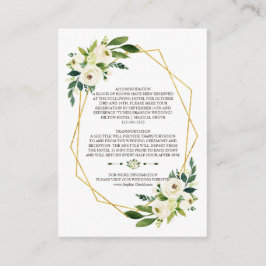 Elegant Wit Groen Bloemen Goud Lijst Details Informatiekaartje