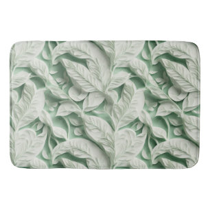 Elegant  wit groen botanisch bladpatroon badmat