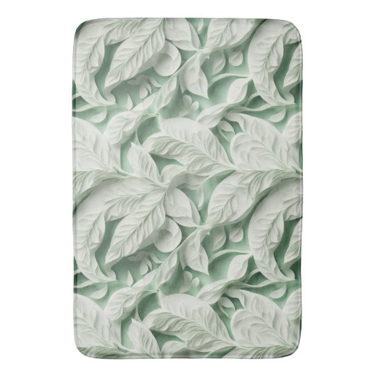 Elegant wit groen botanisch bladpatroon badmat (Voorkant Verticaal)