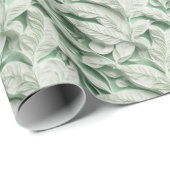 Elegant  wit groen botanisch bladpatroon cadeaupapier (Rol Hoek)