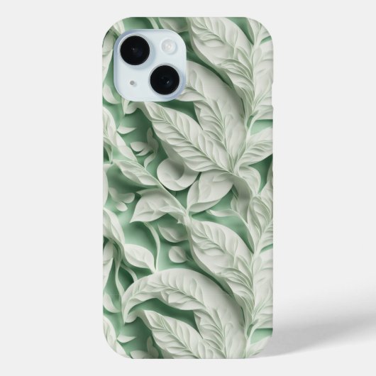 Elegant  wit groen botanisch bladpatroon Case-Mate iPhone case (Achterkant)