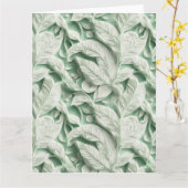 Elegant  wit groen botanisch bladpatroon kaart (Gele Bloem)