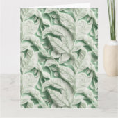 Elegant  wit groen botanisch bladpatroon kaart (Voorkant)