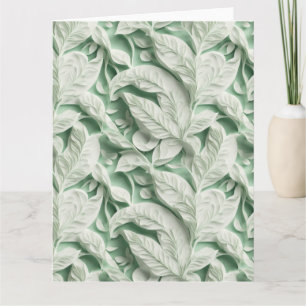 Elegant  wit groen botanisch bladpatroon kaart