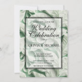 Elegant  wit groen botanisch bladpatroon kaart (Voorkant)