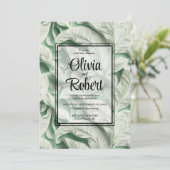 Elegant wit groen botanisch bladpatroon kaart (Staand voorkant)