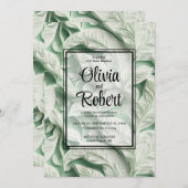Elegant wit groen botanisch bladpatroon kaart (Voorkant / Achterkant)