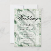 Elegant  wit groen botanisch bladpatroon kaart (Voorkant)