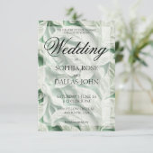 Elegant  wit groen botanisch bladpatroon kaart (Staand voorkant)