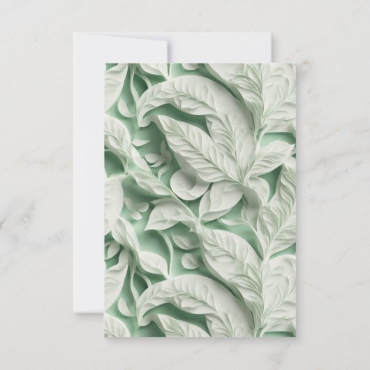 Elegant wit groen botanisch bladpatroon kaart (Achterkant)