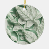 Elegant wit groen botanisch bladpatroon keramisch ornament (Voorkant)