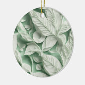 Elegant wit groen botanisch bladpatroon keramisch ornament (Links)